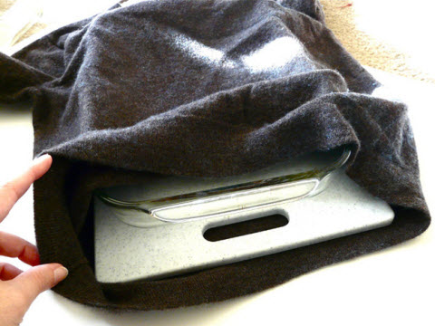 Cutting board and baking pan in shirt