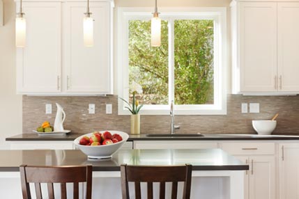 A view of a stylish kitchen